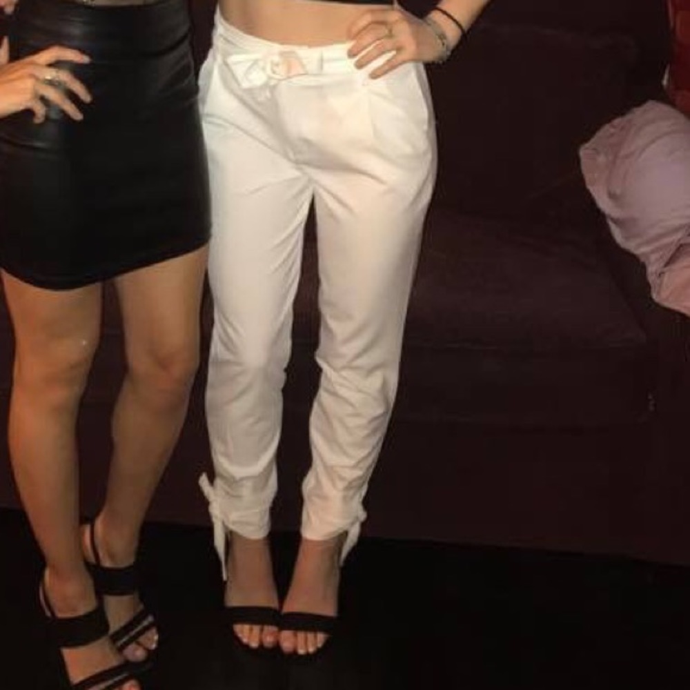 High waisted white pants